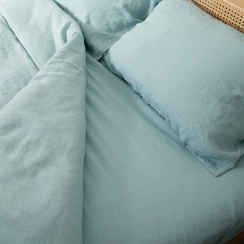 Aqua 100% Linen Duvet Set
