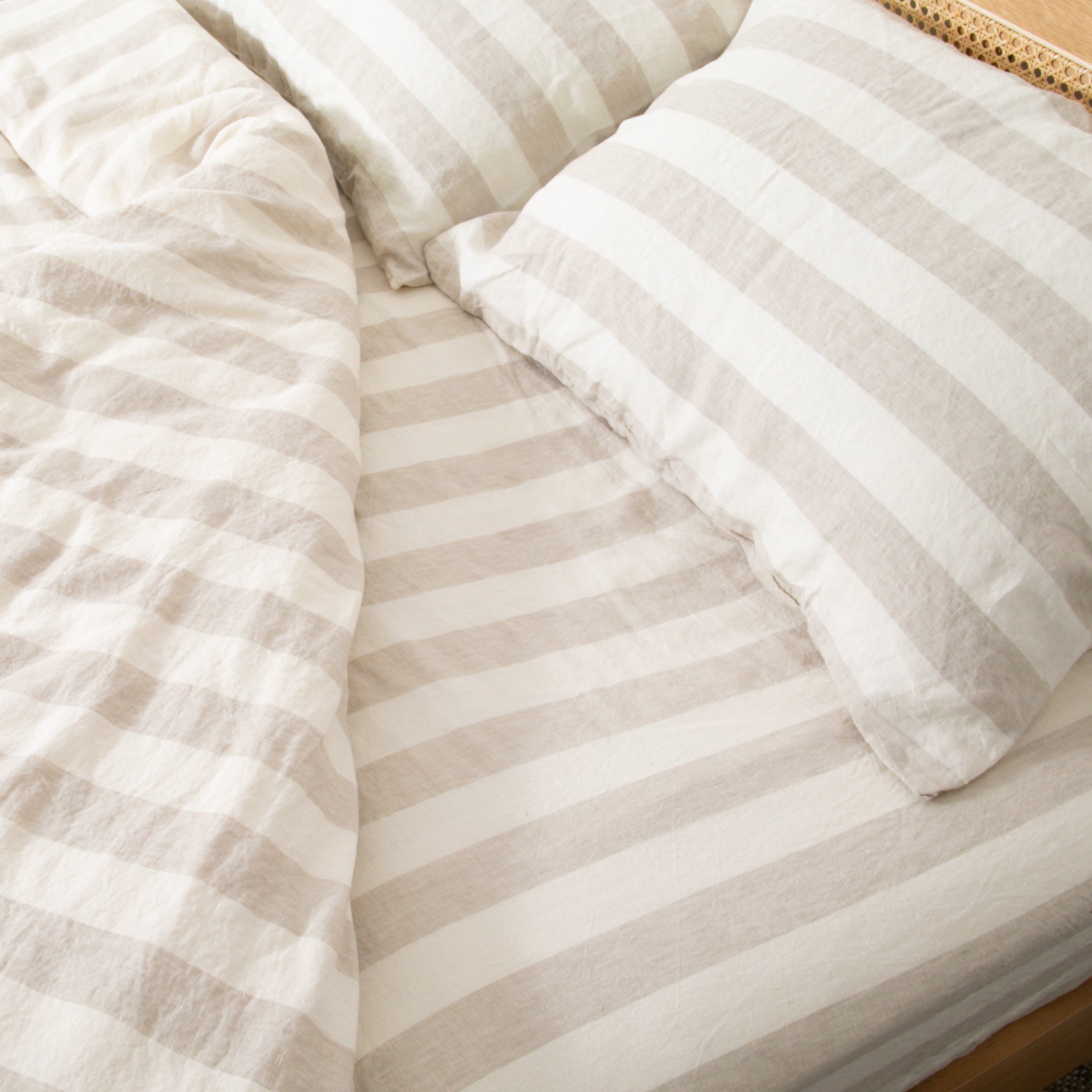 Natural Stripe 100% Linen Duvet Set