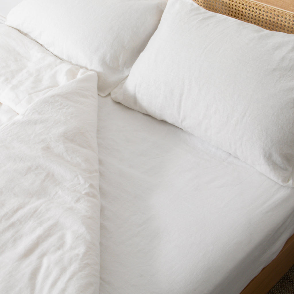 White 100% Linen Duvet Set
