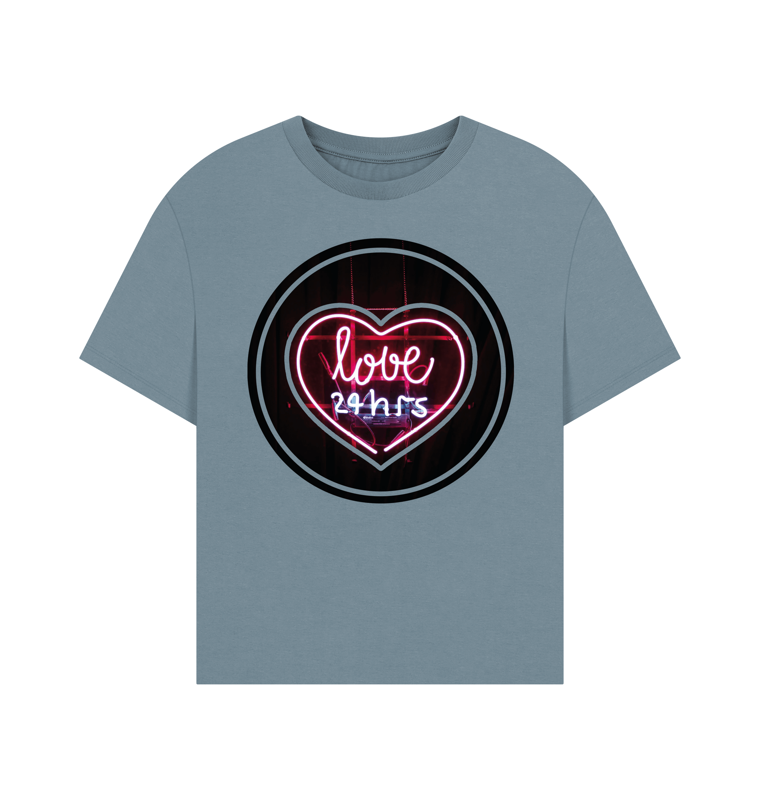 Stone Blue Printed T-shirt Front