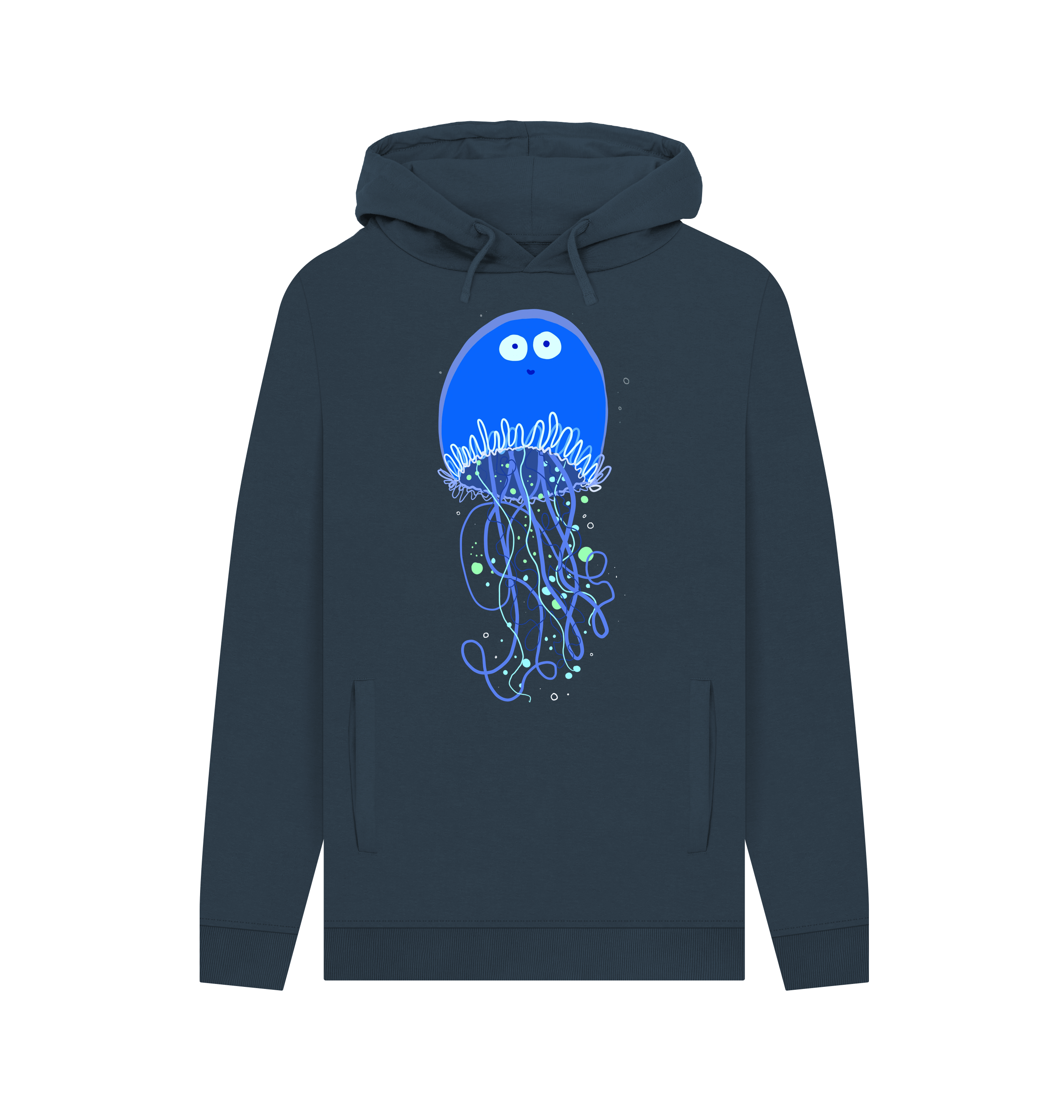 Navy Printed Hoody Front