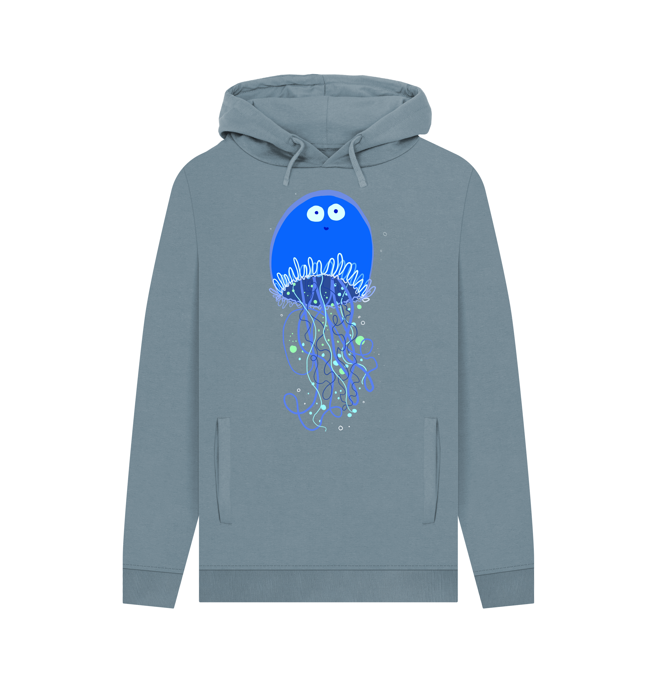 Stone Blue Printed Hoody Front