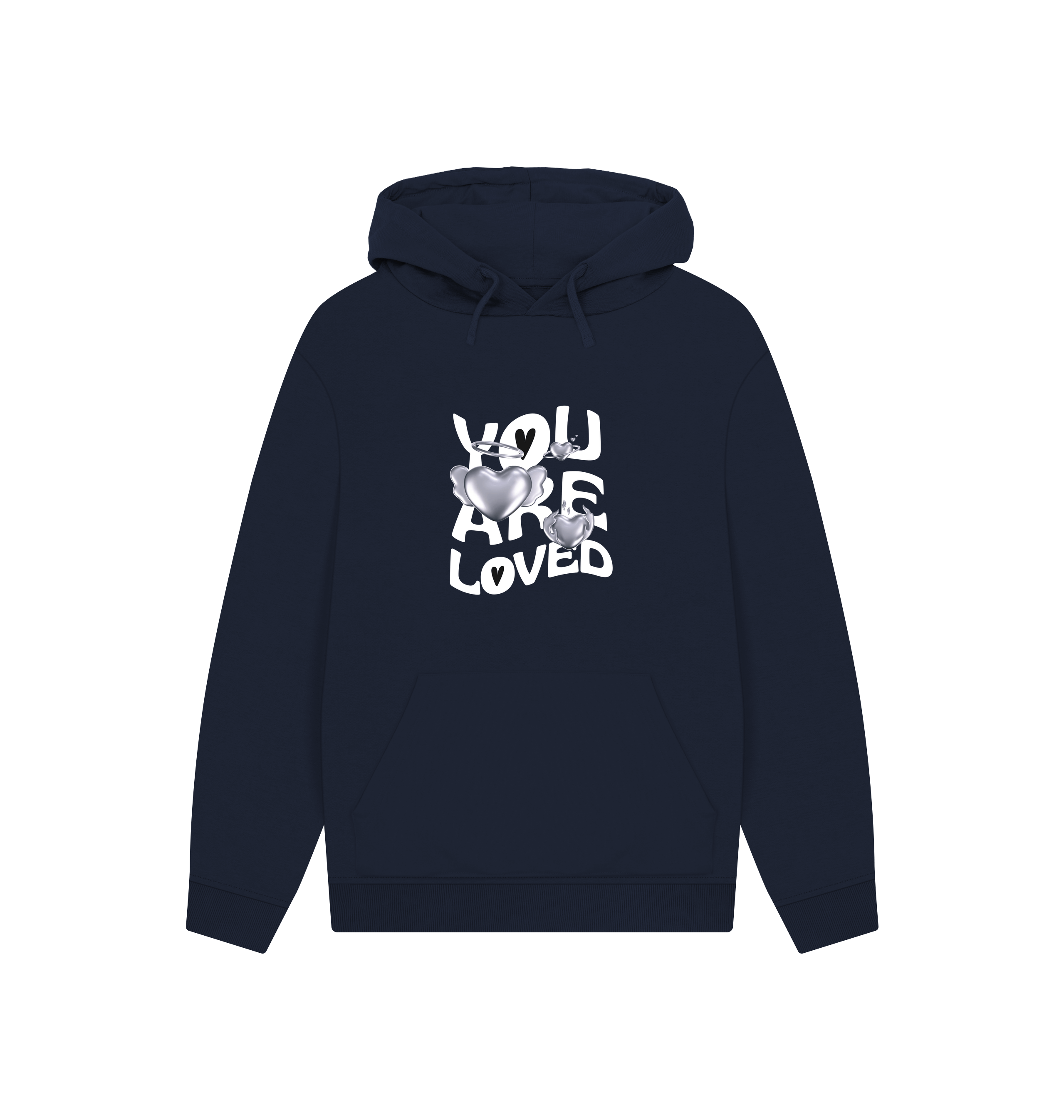 Navy Printed Hoody Front