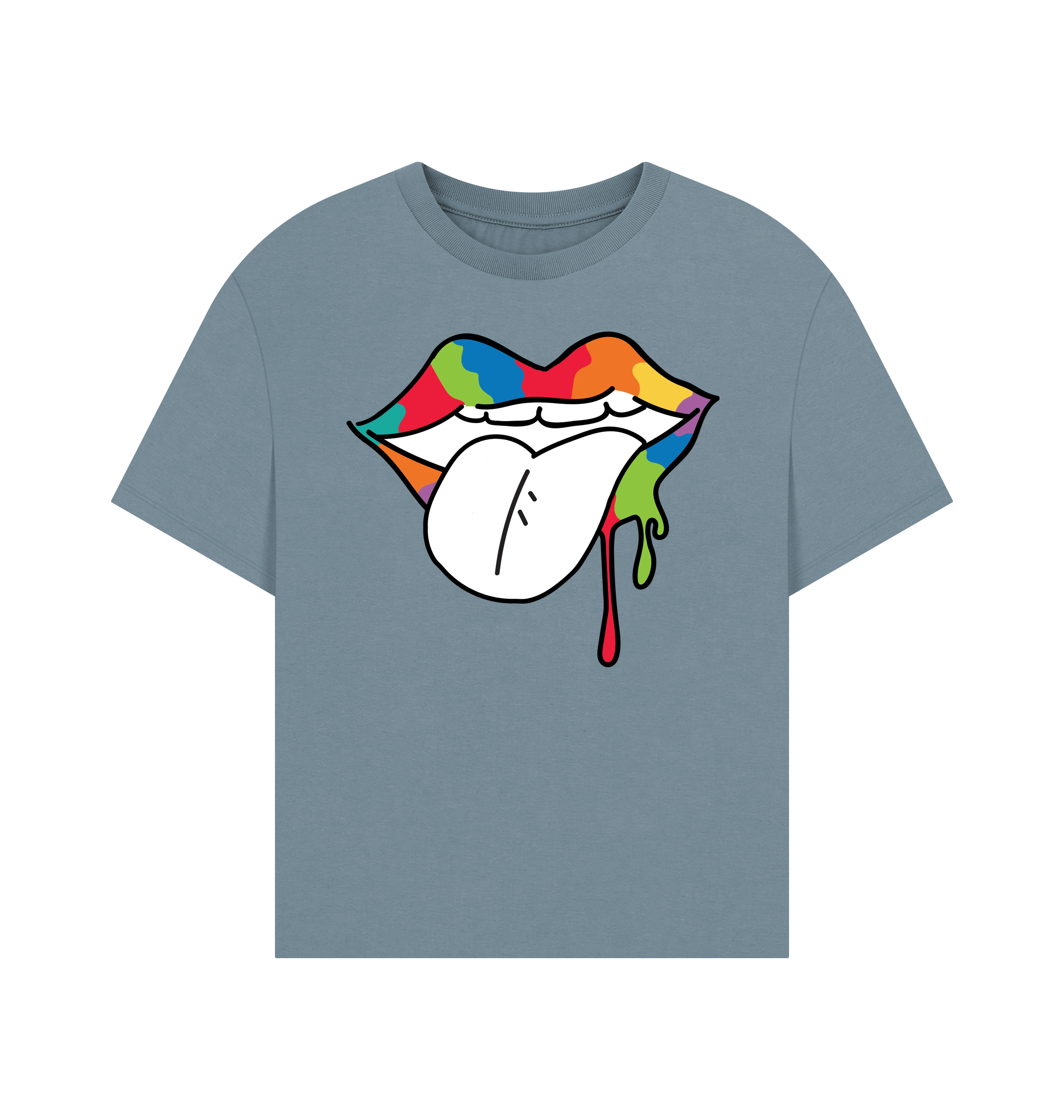 Stone Blue Printed T-shirt Front