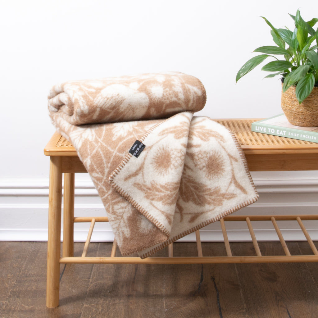 Soft Wool Bird Motif Throw 2 Colours