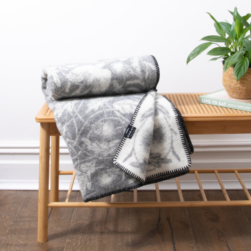 Soft Wool Bird Motif Throw 2 Colours