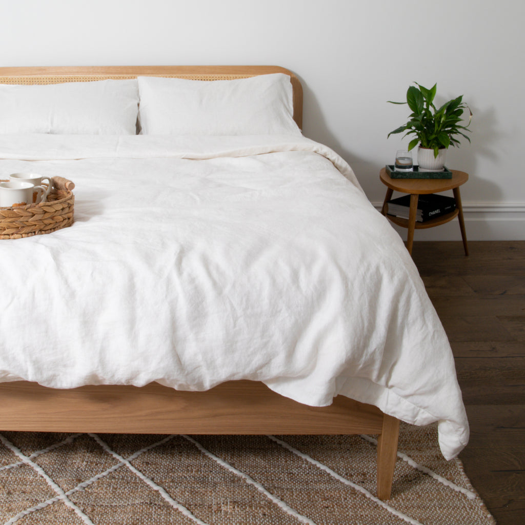 White 100% Linen Duvet Set