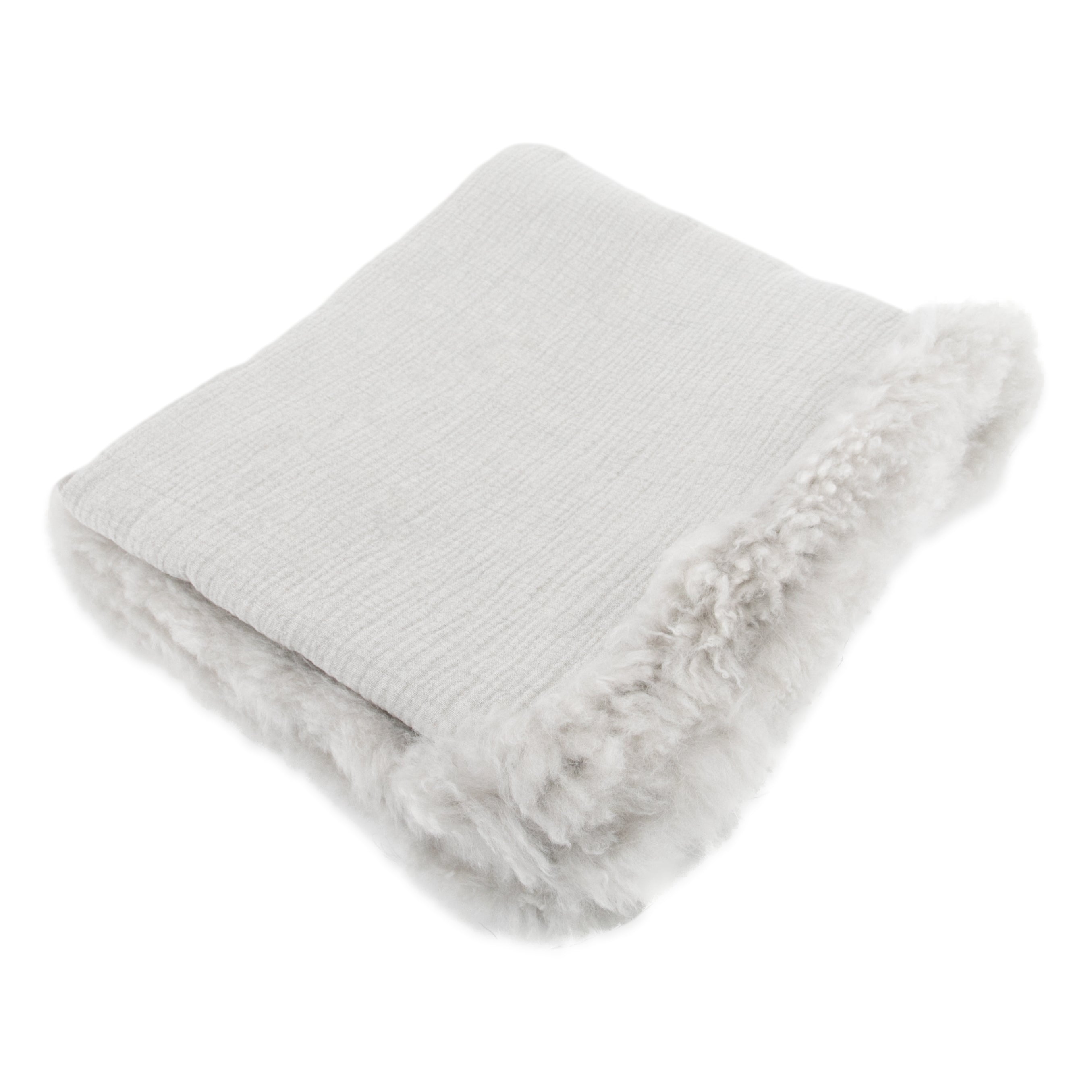Shearling Trimmed Linen Throw 2 Colours