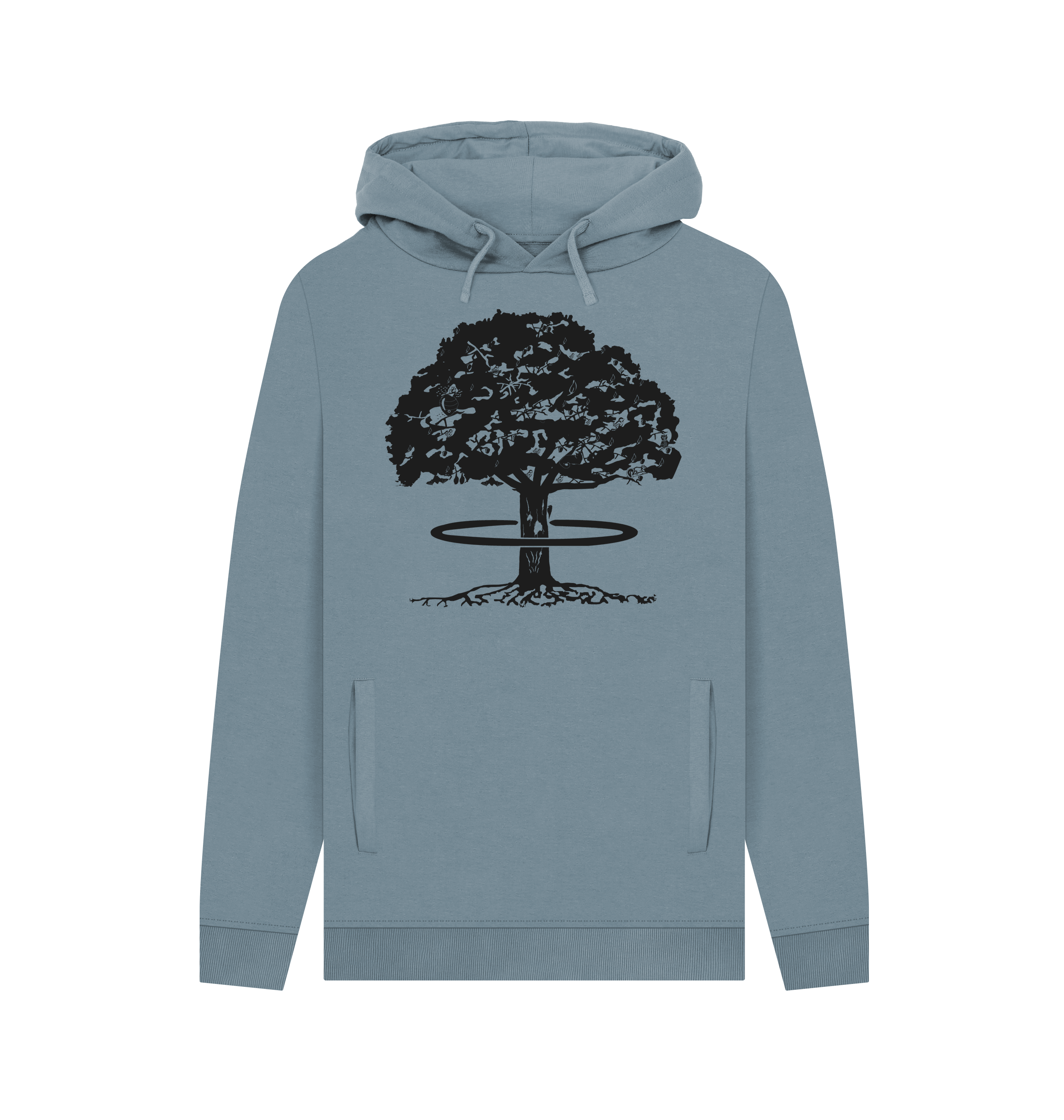 Stone Blue Printed Hoody Front