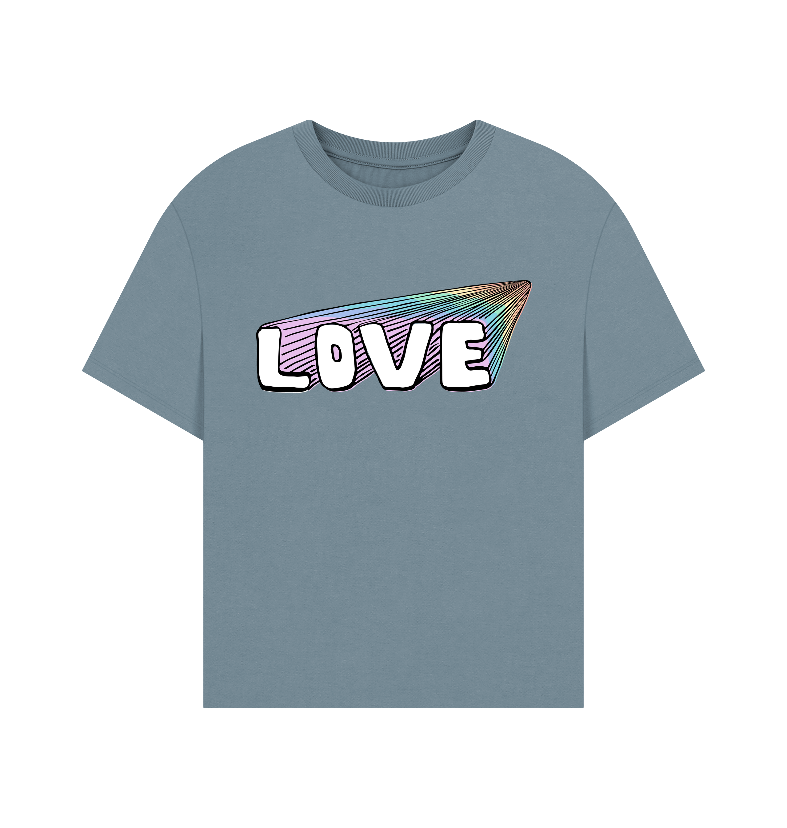 Stone Blue Printed T-shirt Front